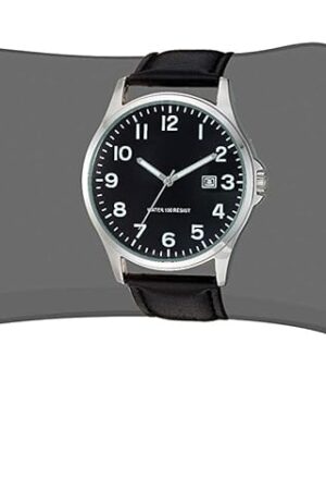 Black Dial Analog Watch with Black Leather Band - Image 3
