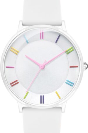 Black Silicone Strap Analog Watch with Colorful Hour Markers - Image 8