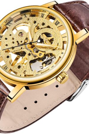 Black Skeleton Dial Roman Numeral Mesh Strap Watch - Image 16