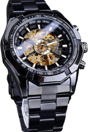 Blue Stainless Steel Automatic Skeleton Men's Watch - Image 10
