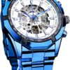 Blue Stainless Steel Automatic Skeleton Men's Watch