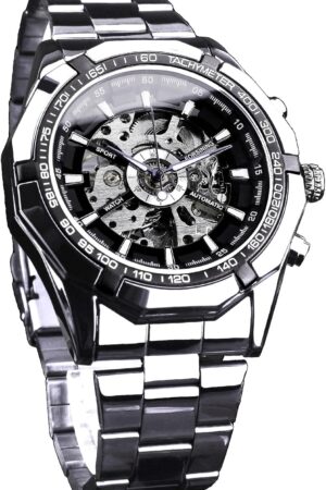 Blue Stainless Steel Automatic Skeleton Men's Watch - Image 9