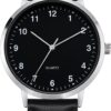 Mens Black Large Dial Arabic Numerals Black Belt Modern Classic Men’s Watch