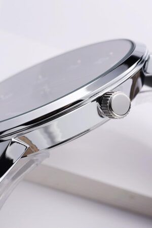 Mens Black Large Dial Arabic Numerals Black Belt Modern Classic Men’s Watch - Image 3