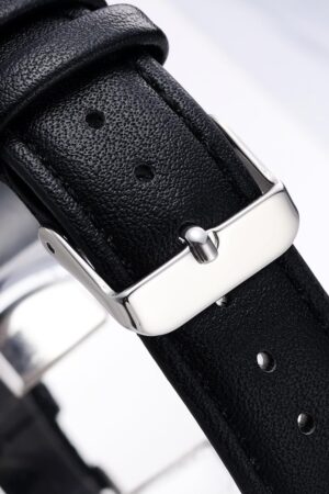 Mens Black Large Dial Arabic Numerals Black Belt Modern Classic Men’s Watch - Image 4