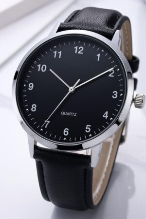 Mens Black Large Dial Arabic Numerals Black Belt Modern Classic Men’s Watch - Image 5