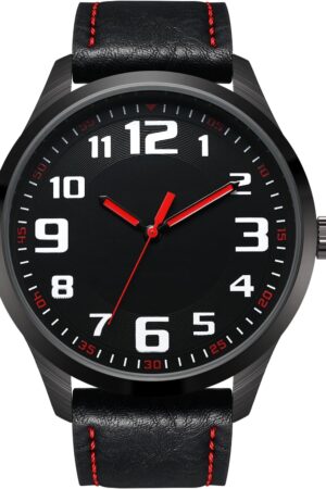 Mens Black Large Dial Arabic Numerals Black Belt Modern Classic Men’s Watch - Image 7