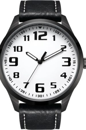 Mens Black Large Dial Arabic Numerals Black Belt Modern Classic Men’s Watch - Image 8