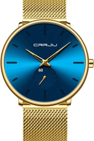 Minimalist Black Analog Quartz Wrist Watch with Mesh Strap - Image 16