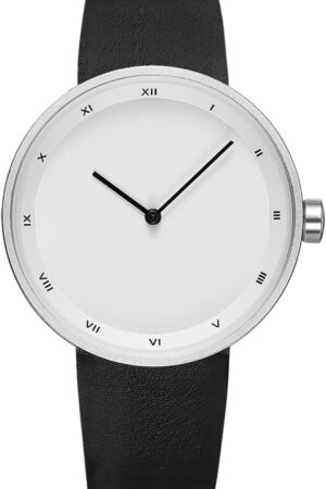 Minimalist Round Face Leather Strap Watch
