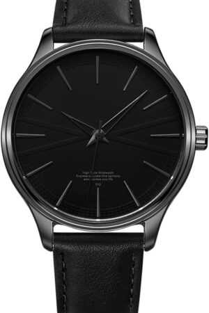 Minimalist Round Face Leather Strap Watch - Image 7