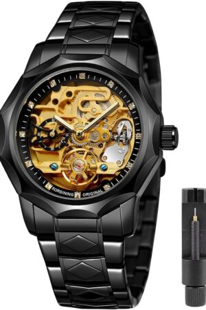 Silver Tone Blue Skeleton Dial Automatic Mechanical Watch - Image 18